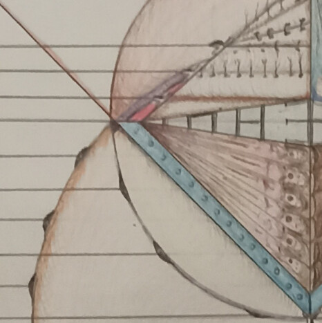 Dibujo a lápices de colores titulado Geo-meter detalle 02